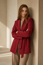 Camel-Hair Long Pointed Coat in Red