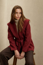Camel-Hair Long Pointed Coat in Red