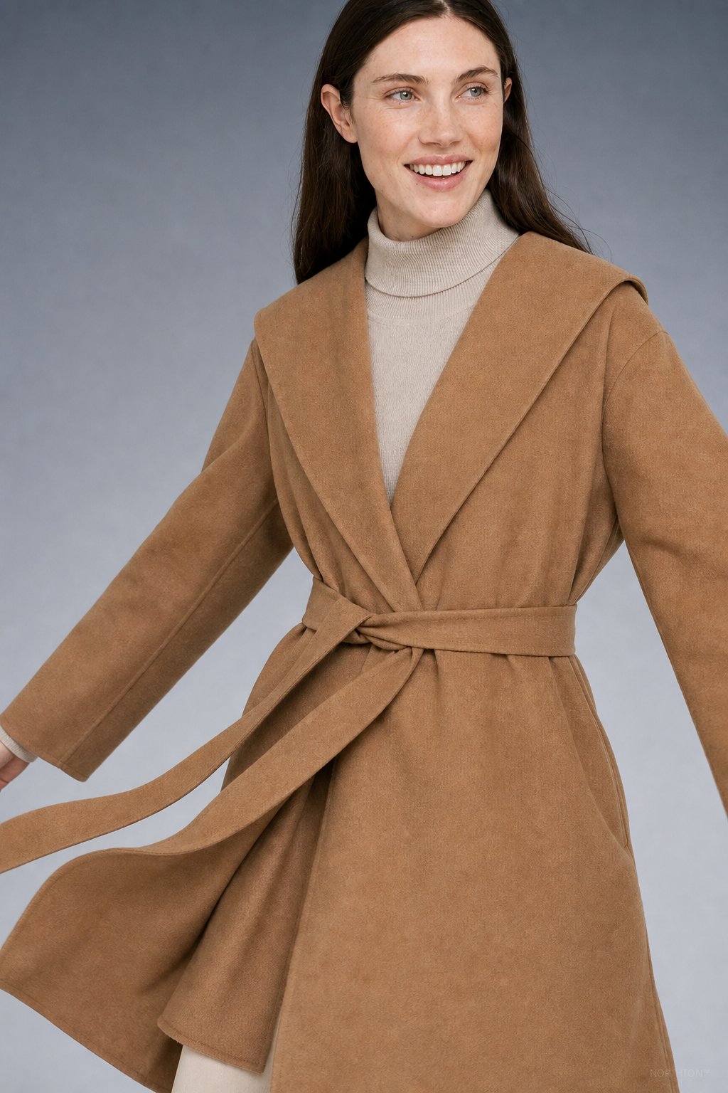 Camel-Hair Long Pointed Coat in Camel