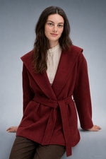 Camel-Hair Long Pointed Coat in Red