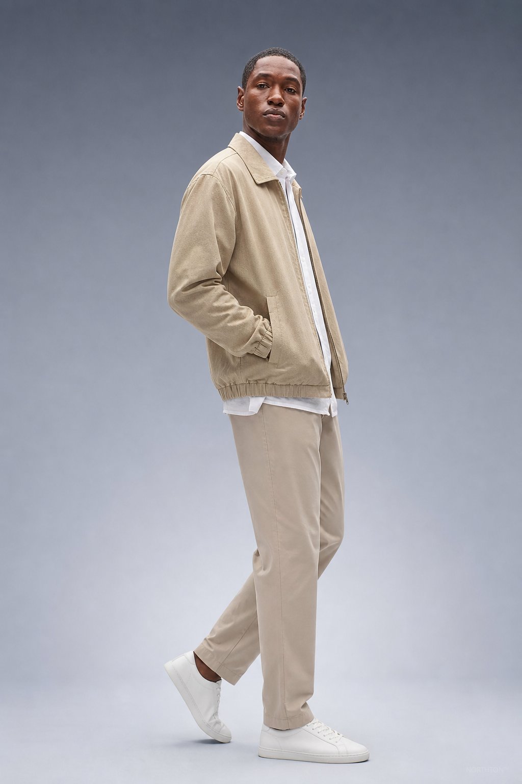 Chad Relaxed Zip Jacket in Khaki