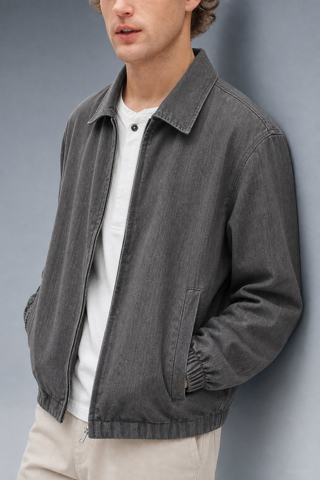 Chad Relaxed Zip Jacket in Gray