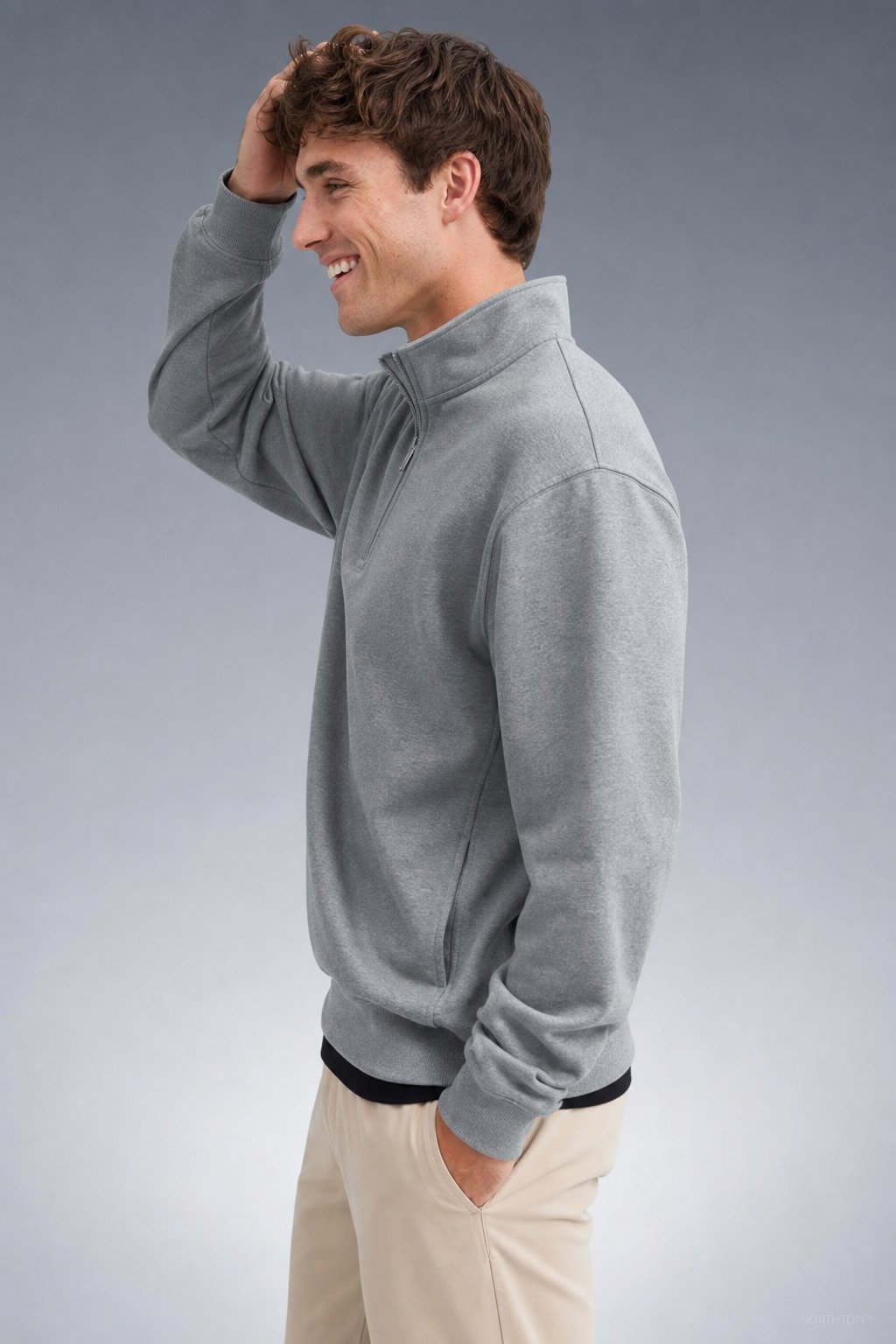 Chadsworth Half-Zip Gym Pullover in Grey