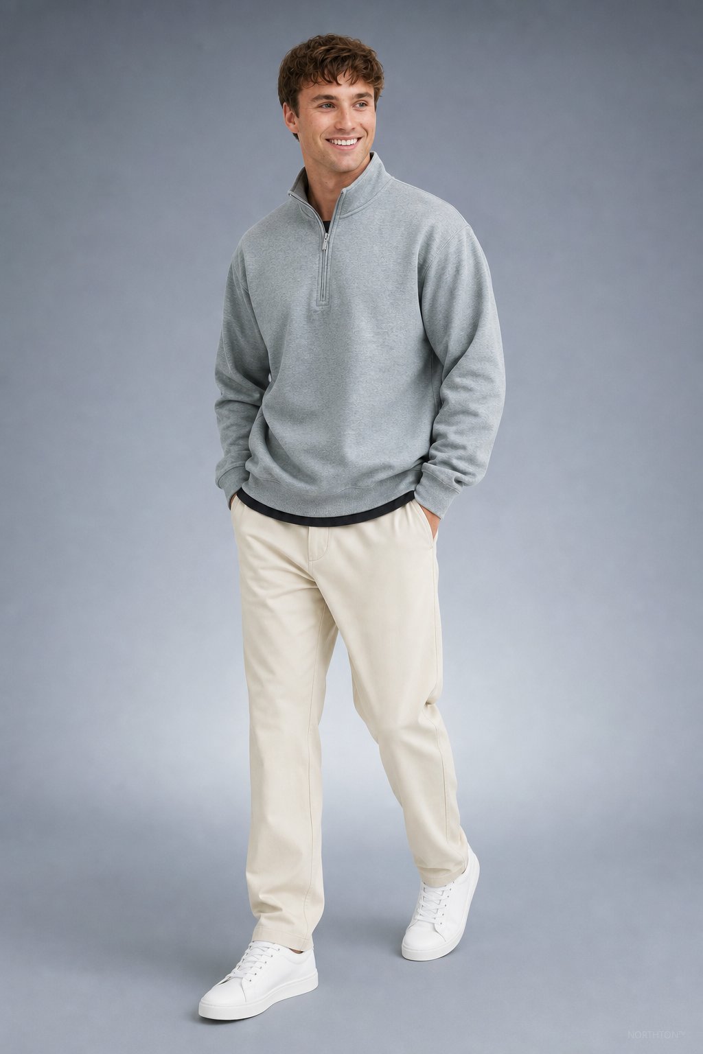 Chadsworth Half-Zip Gym Pullover in Grey